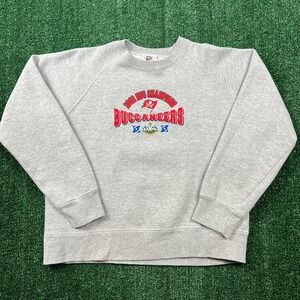 Vintage Tampa Bay Buccaneers 2002 NFC Champions NFL Sweatshirt Womens L Gray Y2K